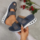 Zingj New Summer Ladies' Thick-Soled Slippers Water Drill With Air Cushion Slope Heel Large Size