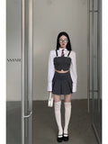 and Winter Sweet Hot Girls American College Style Suit Vest Long Sleeve Shirt with Tie Short Skirt Fashion 3-Piece