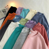 Korean New Women Basic O Neck Sweatshirt Spring Oversized Solid 12 Colors Hoodies 2022 Girls Casual Harajuku