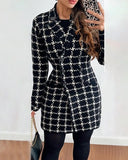 Zingj Hot Style Autumn And Winter Long Sleeve Double Breasted Suit Collar Print Small Coat Women's