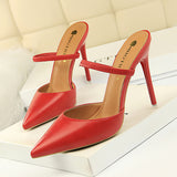 Zingj Retro Simple Baotou Slippers With High With Shallow Pointed Out A Word With Female