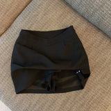 Women Trendy Leisure All-match Mini High Waist Youth A-line Elegant Daily Folds Summer Breathable Simple Solid Slim