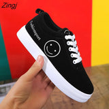 Women Canvas Shoes Summer/Autumn Flats Women Canvas Shoes Classic Lace Up Smiley Face Walking Fashion Women