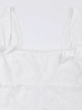 Embroidered Bow Lace Stitching Tank Top- Outfit