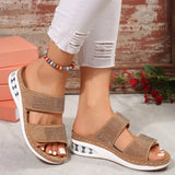 Zingj New Summer Ladies' Thick-Soled Slippers Water Drill With Air Cushion Slope Heel Large Size