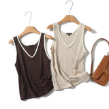 Spring Leisure Basic Color V-Collar Rib