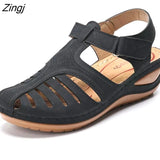 Women's Sandals Summer Ladies Girls Comfortable Ankle Hollow Round Toe Sandals Female Soft Beach Sole Shoes Plus Size 2023