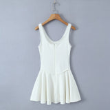 Spring Style Lace U-Collar Digital Printing Sports Style Slim Dress Short