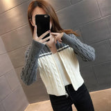 Zingj Short Sweater Cardigan Female 2024 Spring And Autumn New Temperament Lapel Twist Knitting Small Coat Tide-Outfit