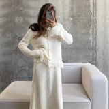 Autumn New Sea Horse Hair Sling Knitted Skirt + Jacket Two Sets Of Women | Slimming Comfortable Temperament