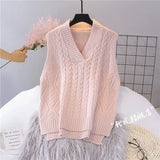 Autumn Women Sweater Vest Woman Short Loose Knitted Sweater Sleeveless Ladies V-Neck Pullover Tops Female