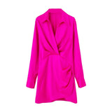 New Candy-Colored Silk Satin Long-Sleeved Dress In