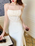 Women Elegent One Piece Party Midi Strap Dress Female Sexy Backless Fashion Slim Clothes