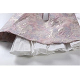 Pink Jacquard Straps Dress French Bow Lacing Sleeveless Casual Fashion Vintage High Waist Sexy Short Skirt Ladies