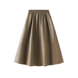 Leather Retro Style Skirt Long Half Skirt Female High-Waist A Skirt Temperament Umbrella Skirt