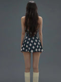 Set Women Bow Swimwear Halter Argyle Tender College Summer American Retro Casual Vacation Backless Ulzzang Sexy Girls