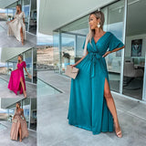 Summer New Flash Dress INS Casual Party Deep V Slit