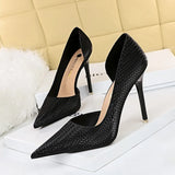 Zingj Sexy Nightclub Show Thin, High, Shallow Pointed Snake Side Hollow Heels Single