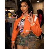Long Sleeves Hit Color Short Button Baseball Suit Autumn New Fashionable All Kinds Of Spicy Girls Coat