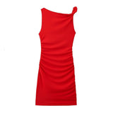 New Street Style One-Shoulder Pleated Dress