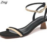 New Fashion Women's Shoes Casual Buckle Strap Shoes Women's Sandals Thick Heel Ankle Strap Narrow Strap Summer