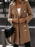 Zingj Wise Style Autumn And Winter Long Sleeve Suit Collar Double Breasted Girl Coat Coat