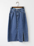 Slit Long Denim Skirts For Women Jeans White Summer 2022 Maxi Skirt Pencil Khaki Denim Skirt High Waist Office For