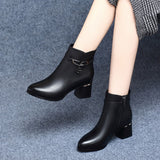 Zingj Heel Short Boots Women's Boots Winter 2023 New Medium-Heel Pointed Martin Boots Women's Thick Heel And Down Cotton Shoes Single