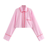 New Rolled-Edged Poplin Shirt Rolling-Edged Pajamas Style Pants