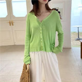 Zingj Sweater With Cardigan Shawl Loose Coat Female Autumn Korean Version Thin Sunscreen Shirt V-Neck Long Sleeve Jacket-Outfit