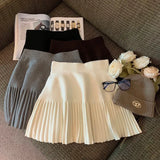 Knitted Pleated High-Waisted Mini Skirt- Outfit