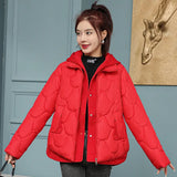 Station Light And Short Down Cotton Clothes Female Hooded Splicing Fake Two Cotton-Padded Clothes Winter Fashion Warm Small Coat-Outfit