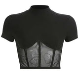 SUCHCUTE Cropped Tops Black Basic Women Clothes2019 Summer Short Sleeve Feminino Casual Cotton