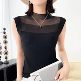 Zingj New Lady Spring And Autumn With Vest Female Worsted Wool Sleeveless Jacket Hollow Out Thin Knit Bottom