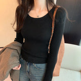 Slim Long-Sleeved Short-Style Sweater Autumn And Winter New Style Small People Look Thin Bottom Sweater