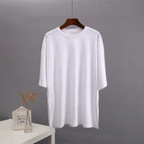 Loose Open Fork Cotton Short-Sleeved T-Shirt Women Comfortable Round Neck Solid Color T Hot