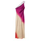 New Tie-Dye Printed Asymmetrical Sexy Dress