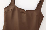 New Spring Silk Satin Lingerie Style Slim Sling Dress