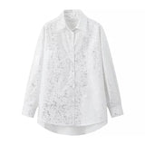 2024 New Women's Fashion Bronzed Printed Long-Sleeved
