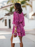 Fashionable Mid Skirt Printed Wave Sleeve
