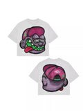Summer Long-Style Short-Sleeved Cartoon Graphic Printing T-Shirt Hip-Hop Harajuku Leisure Round-Collar T-Shirt Gothic Short