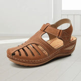 Women's Sandals Large Size Hollowed-Out Slope Heels Round Head Non-Skid Women's