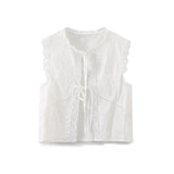 Summer Bow Embroidered Blouse Shirt