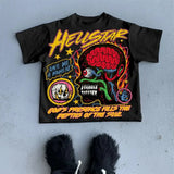 Cartoon Graphic T-Shirt Soho Mortar Goth Super T-Shirt Couple Y2k Top Korean Goth Men's