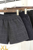 Sale Shorts Women Elastic Waist Plaid Pockets Winter Thicker Fashion Retro Harajuku Elegant Korean Style Loose Chic Ins