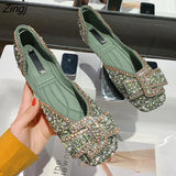 Zingj Women Flat Shoes Fashion Bling Rhinestone Flat Ballet Bow-knot Slip On Ladies Lazy Loafers Casual Flat Shoes 211-1-Outfit
