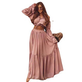 Autumn And Winter New Sexy Navel Skirt Suit INS Leisure Style Belt Two-Piece
