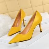 Zingj Simple High Heel Bright Finish Paint Leather Shallow Mouth Tip Sexy Show Thin Professional OL High Heels Single