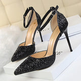 Zingj Thin With High With Shallow Mouth Pointed Hollow Sequins Sexy Nightclub Show Thin A