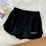 Sports Shorts Women's Bottom Summer New Fashion Embroidery High Waist Loose Casual Running Beach Wide Leg Shorts